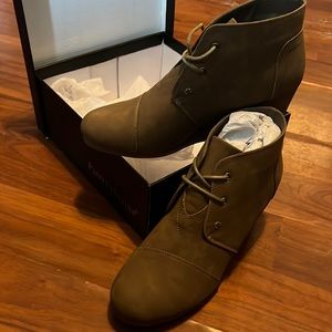 Brown suede lace up wedges